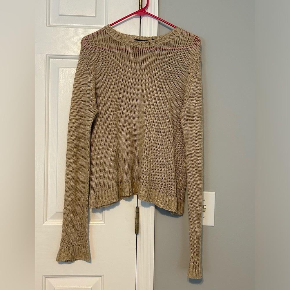 Jenni Kayne tan knit linen top